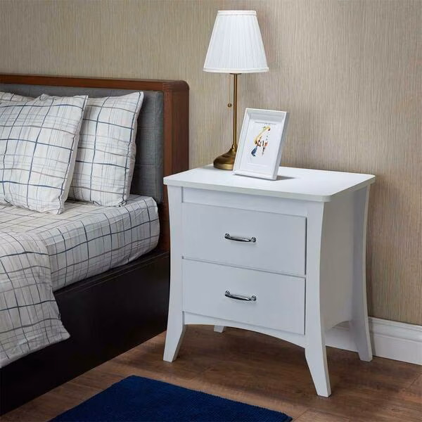 25 X 24 X 16 In. Particle Board, Mdf White Nightstand